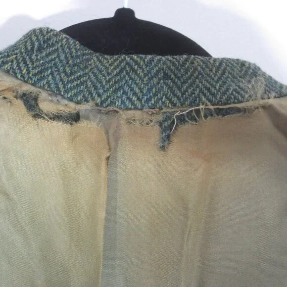 Perth Ltd Jacket Green Vintage Scottish Wool Harris Tweed Lined Blazer Size 42R